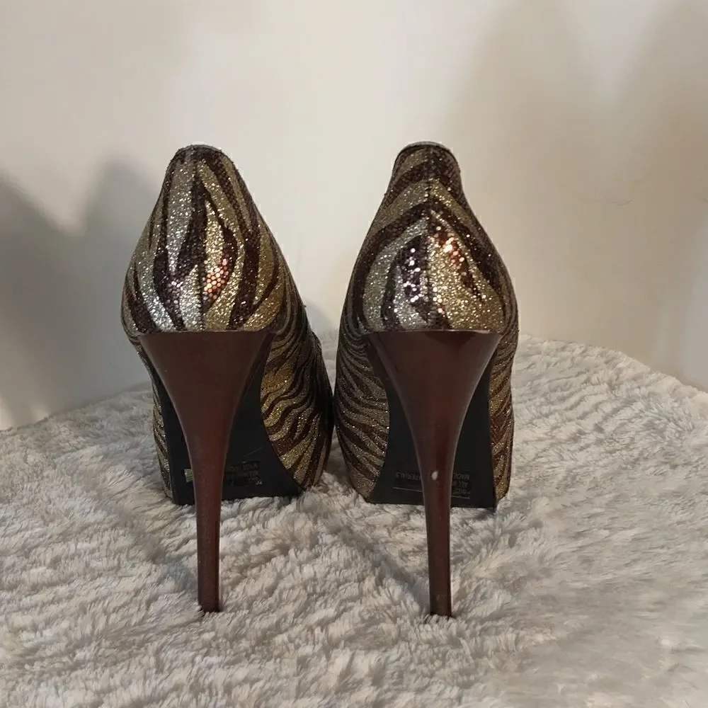 Qupid Zebra Glitter Platforms